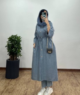 مانتو بلند کمر گت دار المیرا