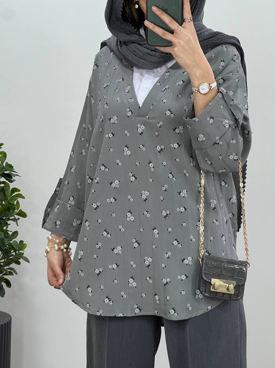 تونیک-مانتویی-گلدار-یقه-دار-1