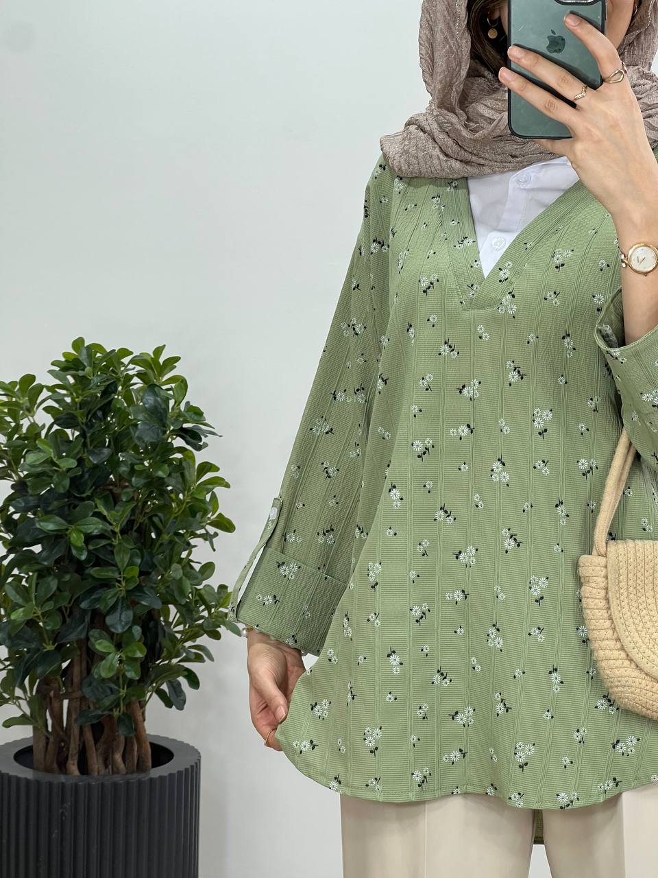 تونیک-مانتویی-گلدار-یقه-دار-1